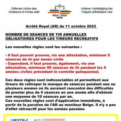 Arrête Royal (Ar) du 11/10/2023