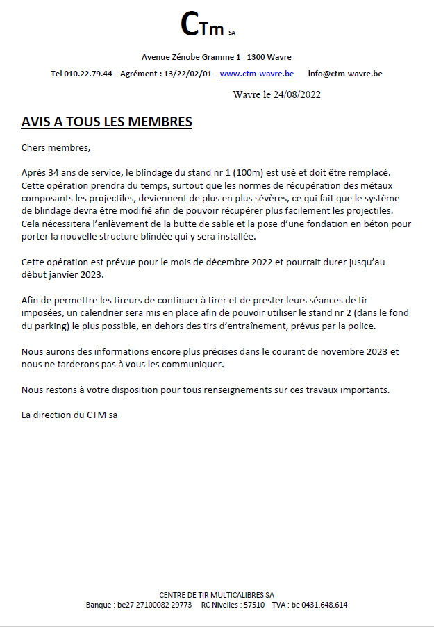 Fermeture stand 1 pour travaux